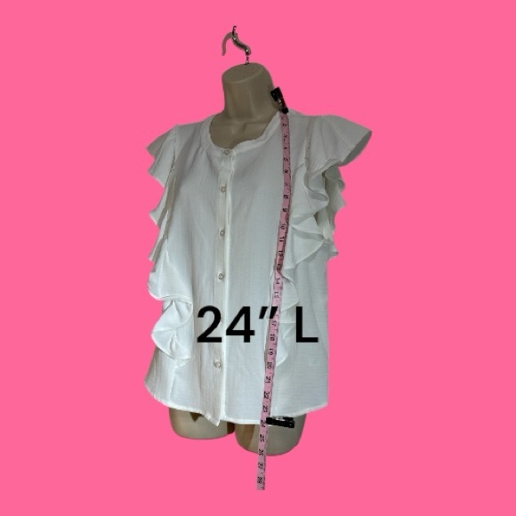 A New Day Ruffle Sleeve Accent White Blouse Size XL - Picture 2 of 6